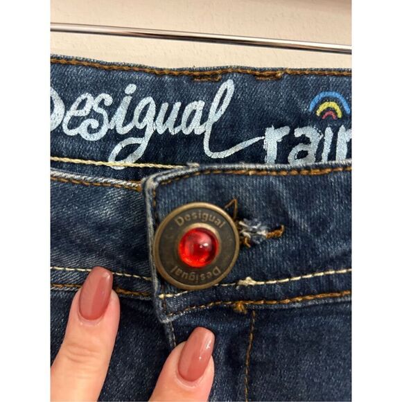 Desigual The Fun Slim Fit Jeans Yarn tweed accent size 26 Y2K low-rise - Picture 6 of 14